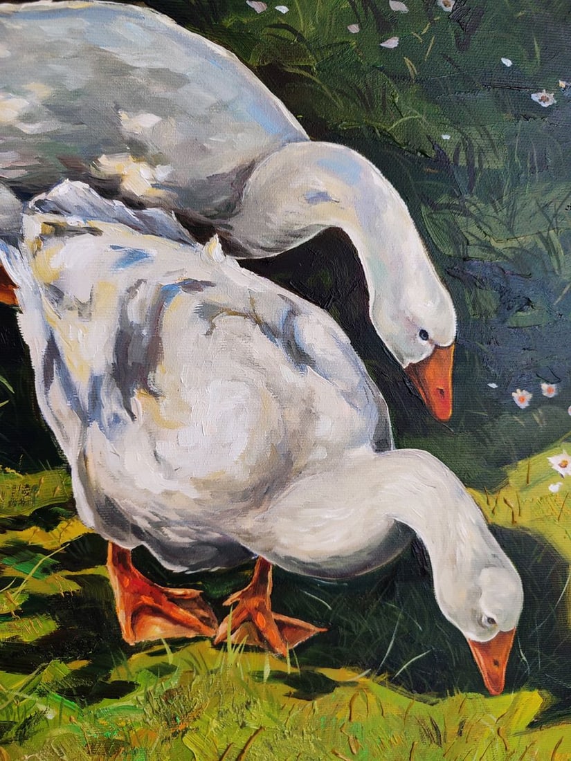 Oil painting Geese's afternoon lunch Oksana Sklym - 8
