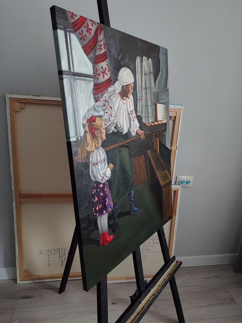 Oil painting Grandma is making pies Oksana Sklym - 2