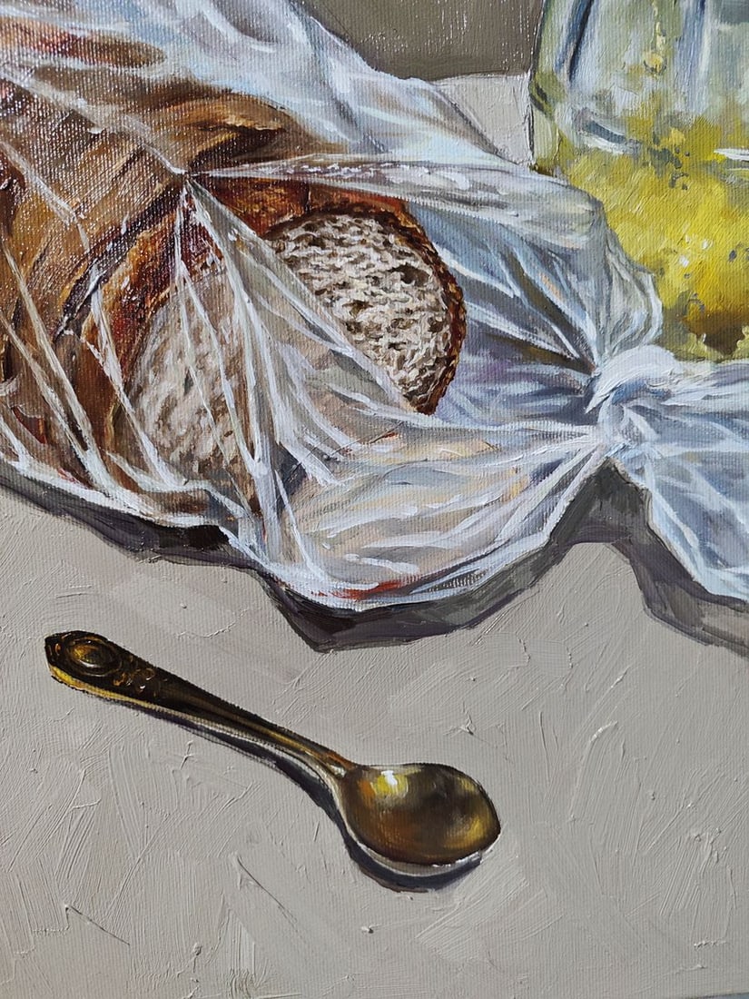 Oil painting Lunch snack with bread Oksana Sklym - 4