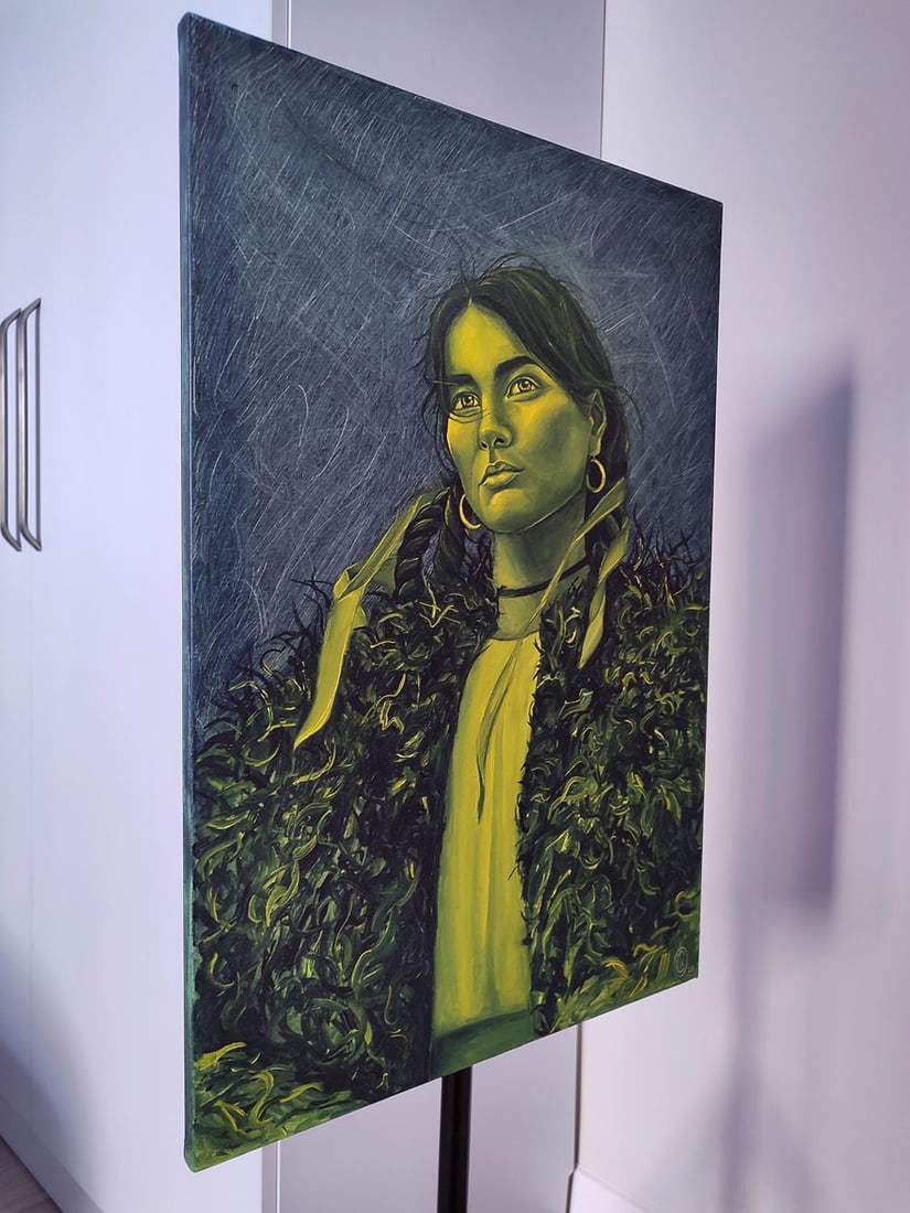 Oil painting Green portrait of a woman Oksana Sklym - 3