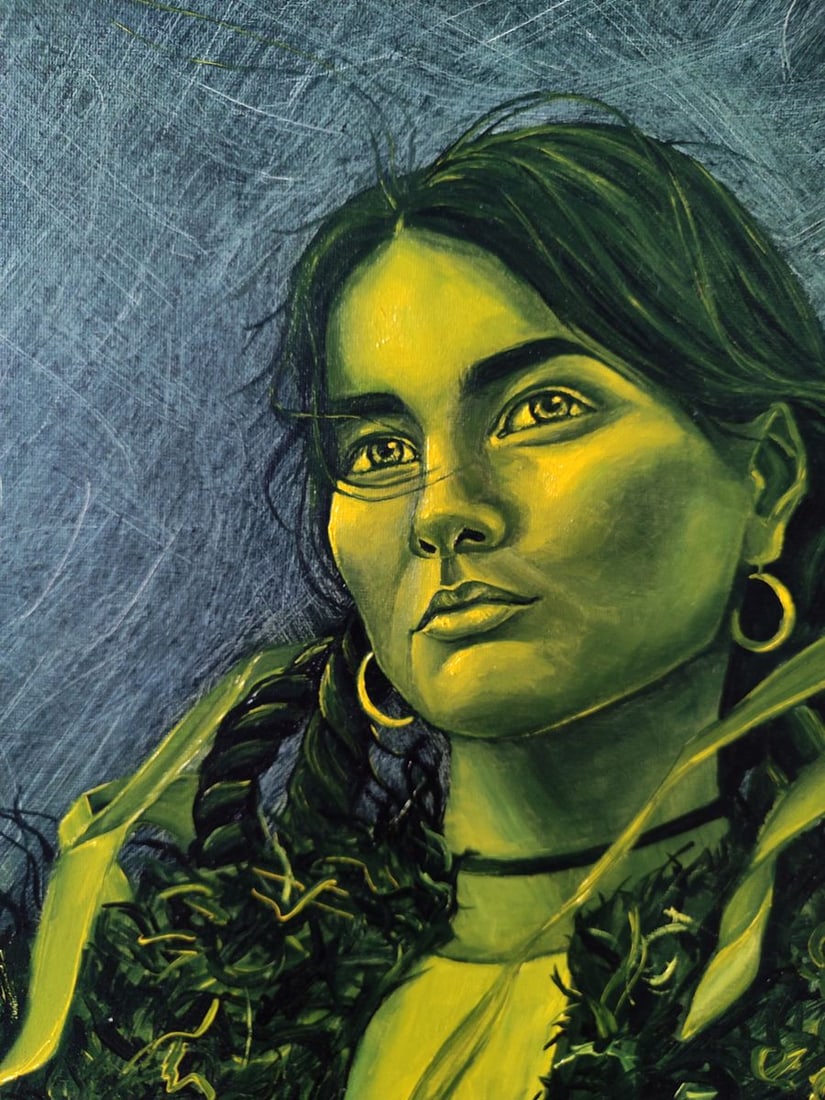 Oil painting Green portrait of a woman Oksana Sklym - 6