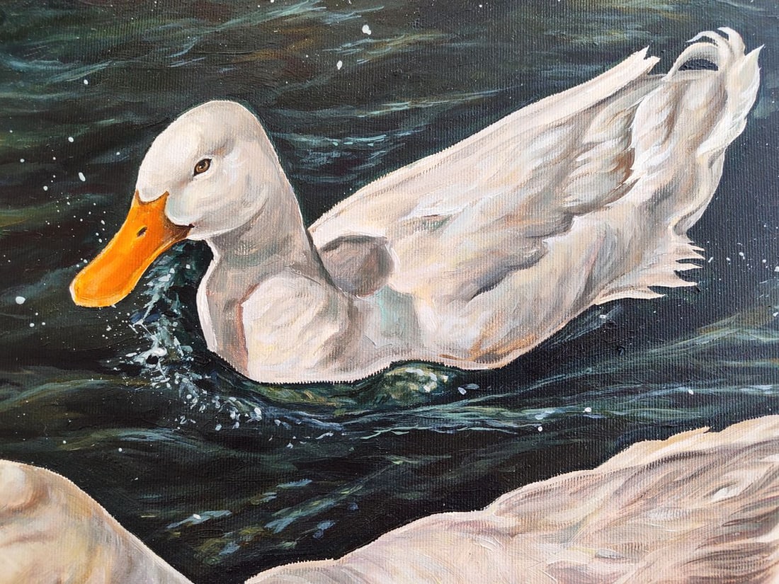 Oil painting Ducks are swimming in the lake Oksana Sklym - 6