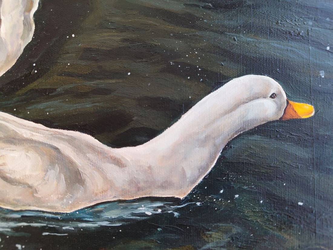 Oil painting Ducks are swimming in the lake Oksana Sklym - 7