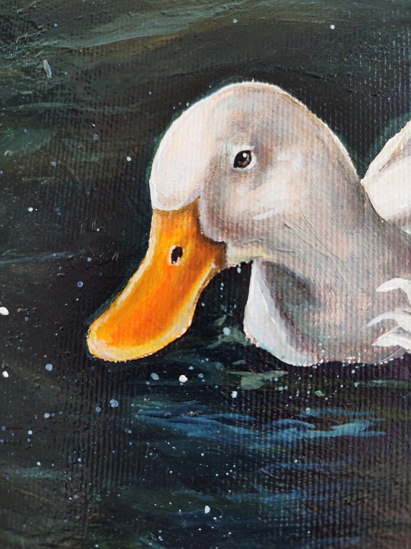 Oil painting Ducks are swimming in the lake Oksana Sklym - 8
