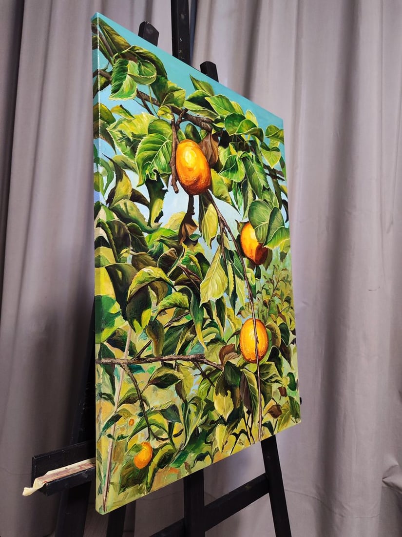 Oil painting Japanese pear on a tree Oksana Sklym - 2