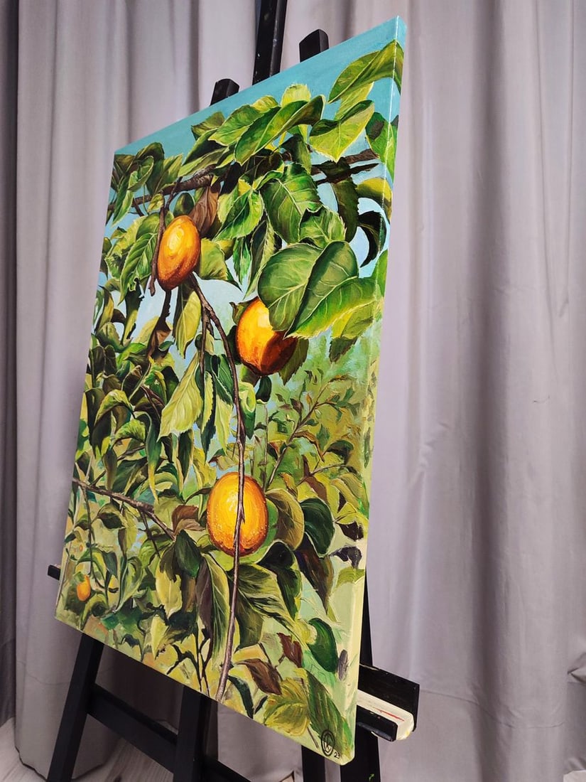 Oil painting Japanese pear on a tree Oksana Sklym - 3