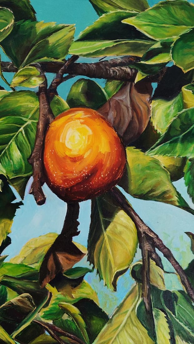 Oil painting Japanese pear on a tree Oksana Sklym - 5