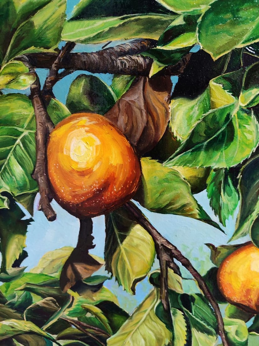 Oil painting Japanese pear on a tree Oksana Sklym - 6