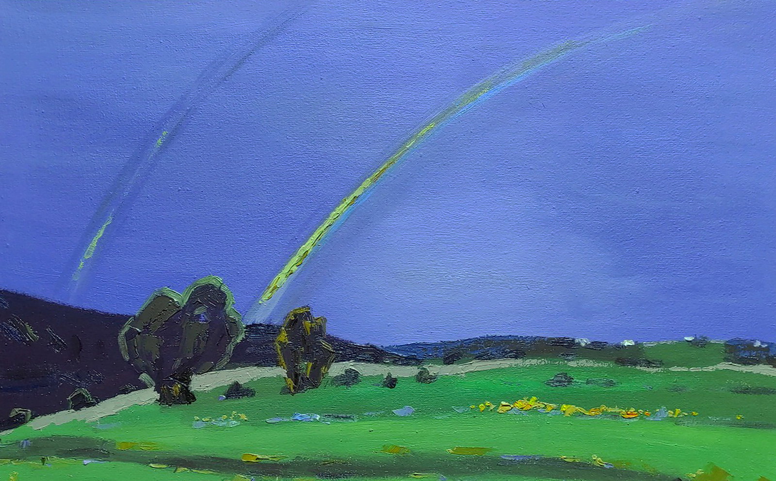 Oil painting Rainbow after the rain Yaroslav Savchyn: Title: Oil painting Rainbow after the rain Yaroslav Savchyn Description: 79SAVCH Painter: Yaroslav Savchyn Size: 42x66 cm/16.53x25.98 inches Components: oil, canvas Original painting CONDITION: