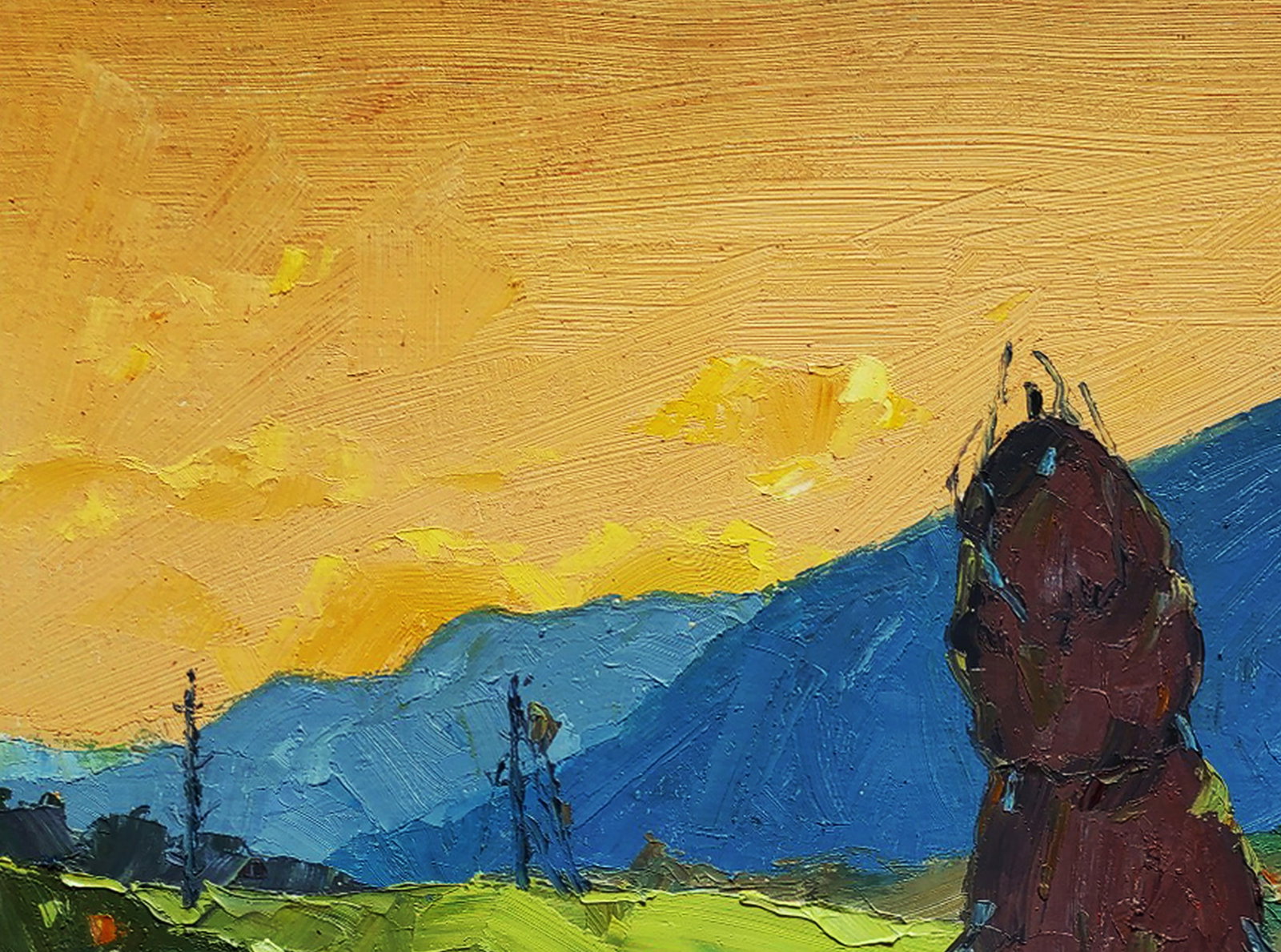 Oil painting Evening in the field Yaroslav Savchyn - 2