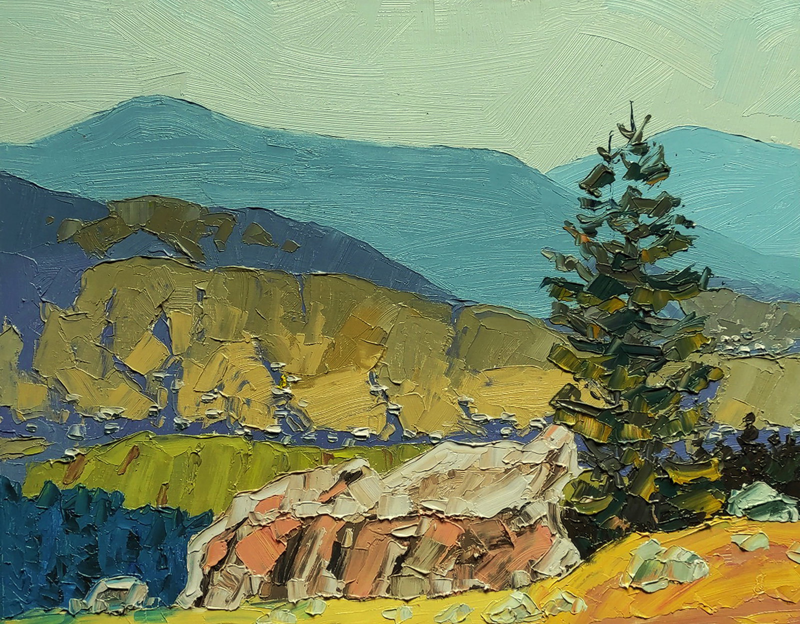 Oil painting Mountain peaks in the fog Yaroslav Savchyn: Title: Oil painting Mountain peaks in the fog Yaroslav Savchyn Description: 89SAVCH Painter: Yaroslav Savchyn Size: 34x44 cm/13.38x17.32 inches Components: oil, canvas on cardboard Original painting C