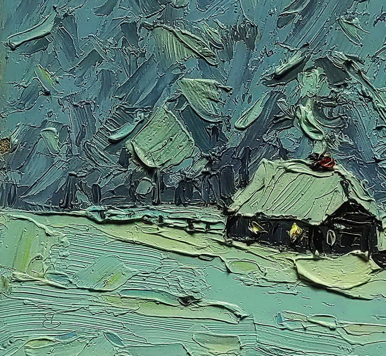 Oil painting Village under the mountain Yaroslav Savchyn - 4