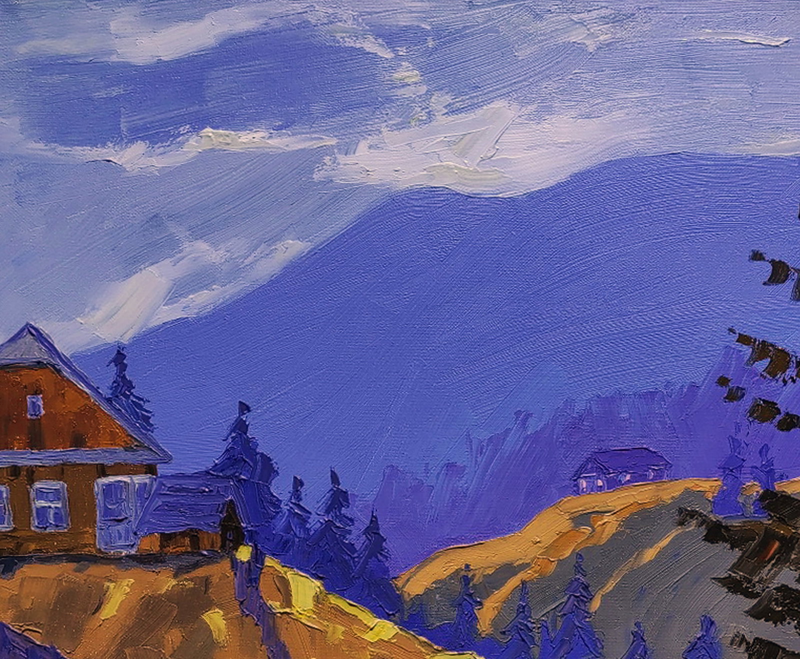 Oil painting Cottages in the mountains Yaroslav Savchyn - 2