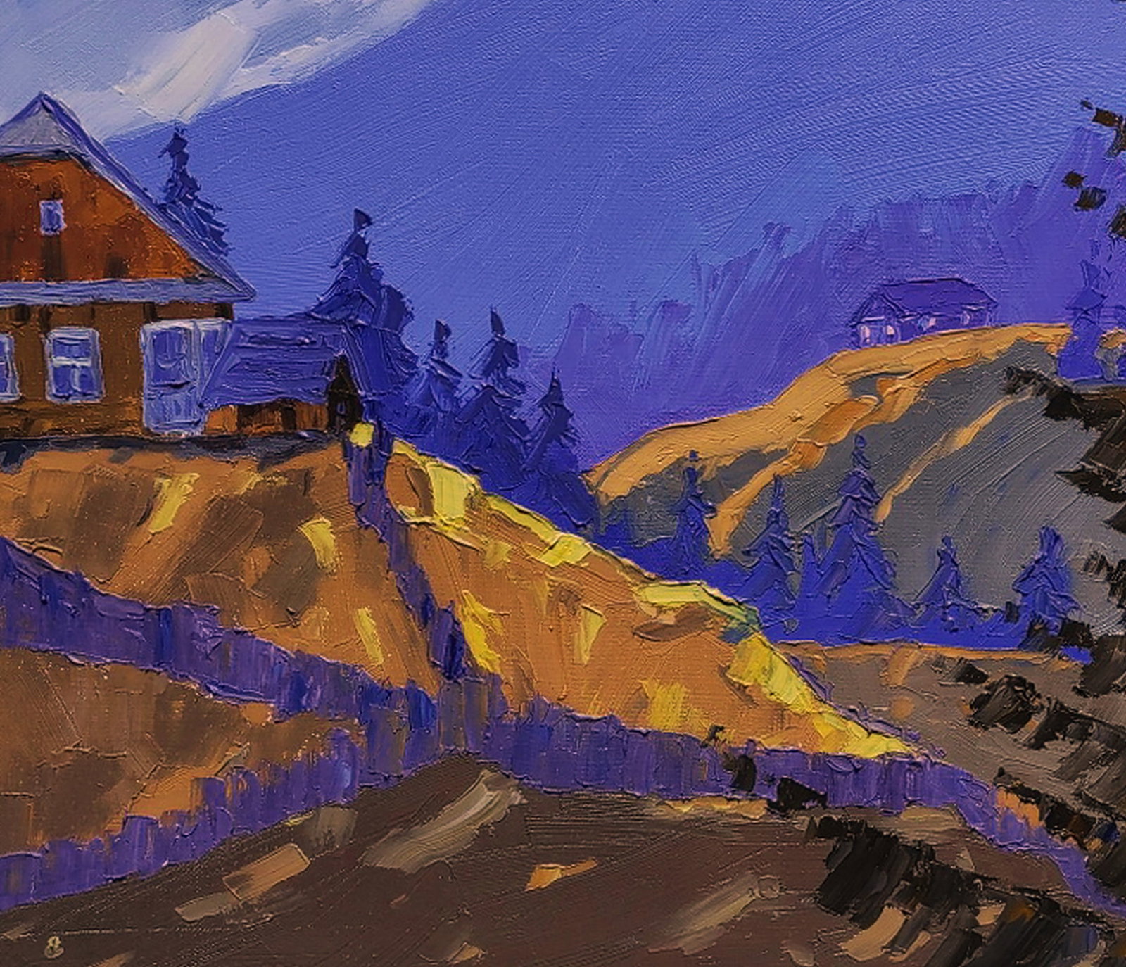 Oil painting Cottages in the mountains Yaroslav Savchyn - 4