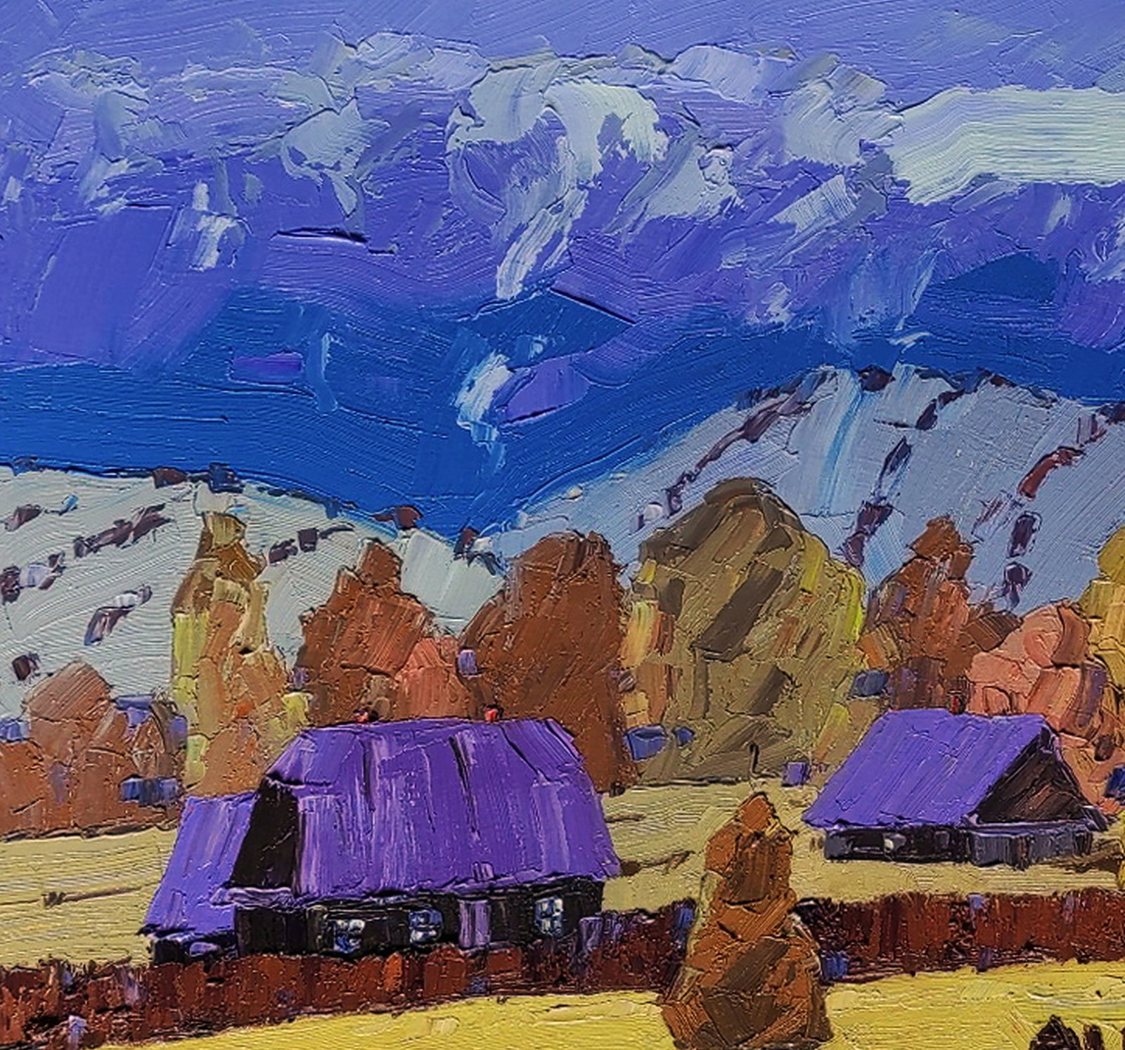 Oil painting Cozy autumn village Yaroslav Savchyn - 2