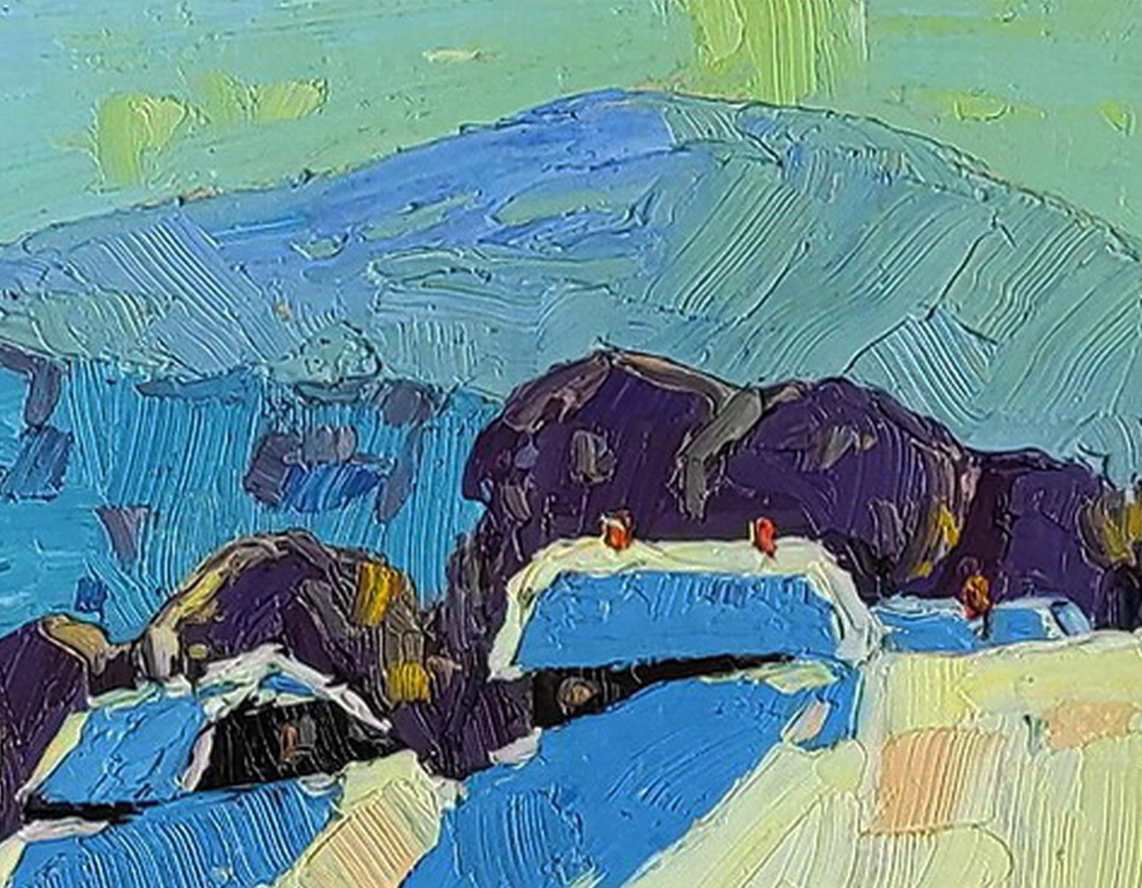 Oil painting The winter sun warms the village Yaroslav Savchyn - 3