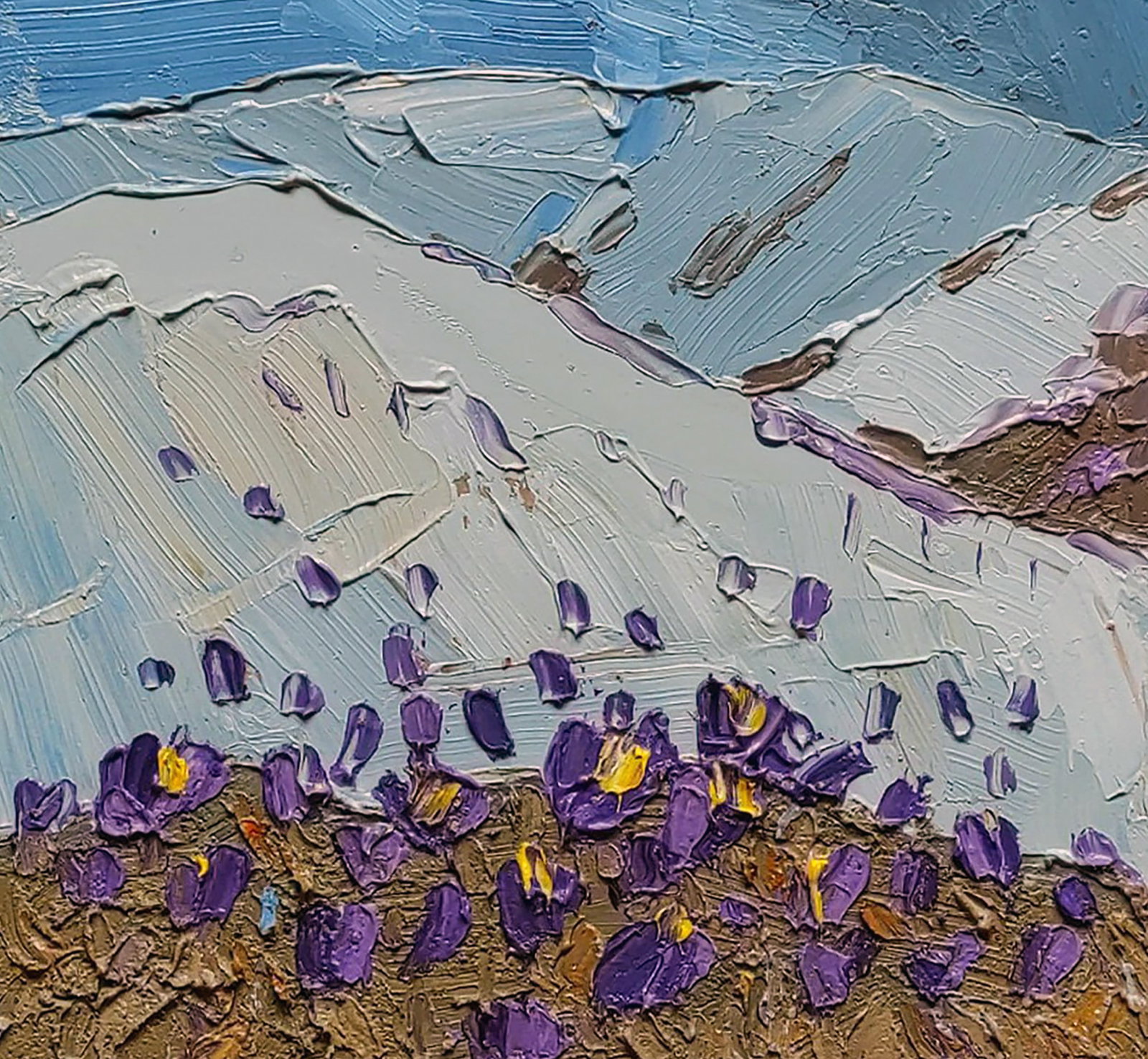 Oil painting Snowdrops Yaroslav Savchyn: Title: Oil painting Snowdrops Yaroslav Savchyn Description: 38SAVCH Painter: Yaroslav Savchyn Size: 15x15 cm/5.90x5.90 inches Components: oil, hardboard Original painting CONDITION: excellent ARTIST: