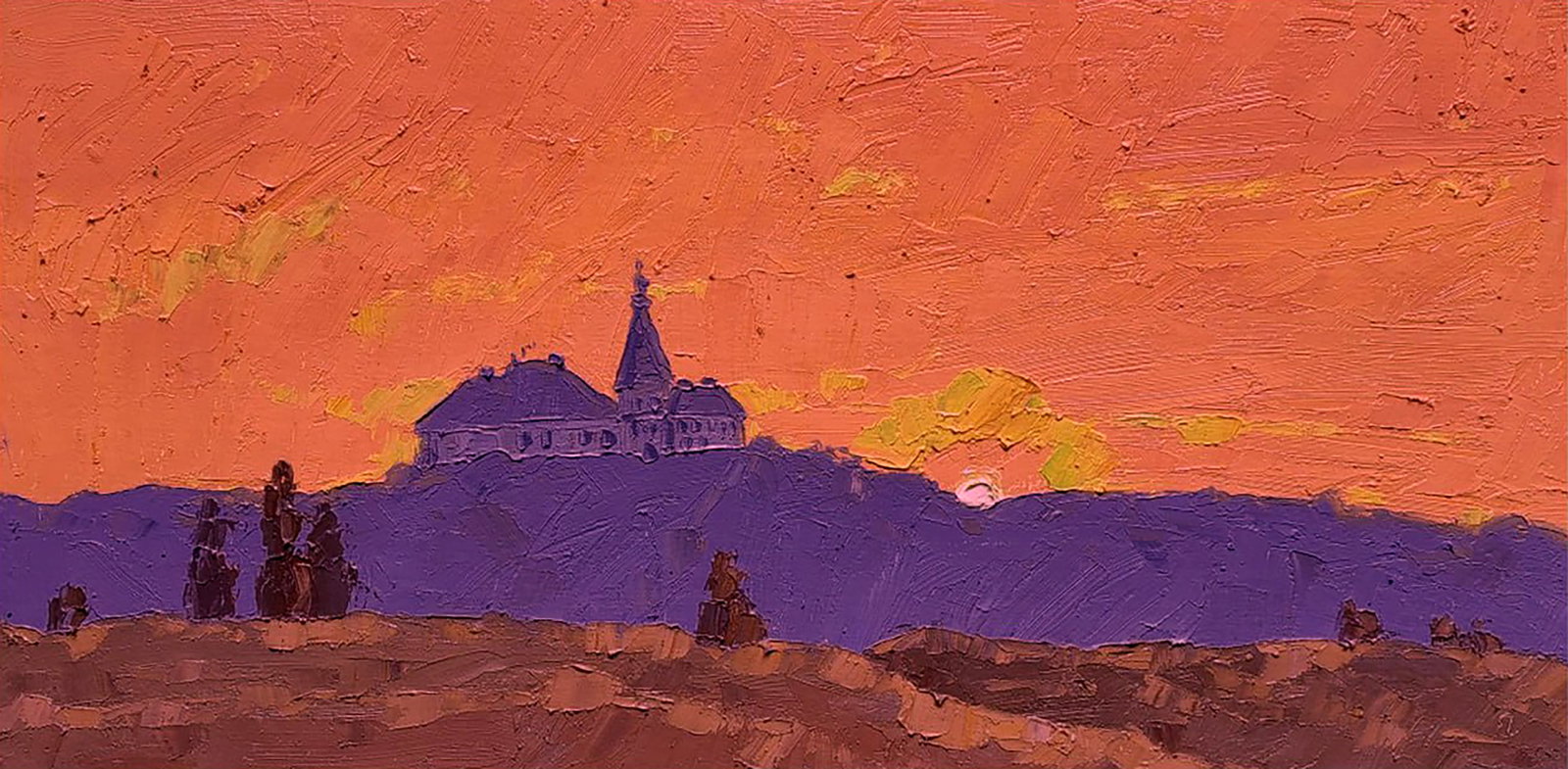 Oil painting The day is fading Yaroslav Savchyn: Title: Oil painting The day is fading Yaroslav Savchyn Description: 51SAVCH Painter: Yaroslav Savchyn Size: 25x50 cm/9.84x19.68 inches Components: oil, canvas on cardboard Original painting CONDITION: