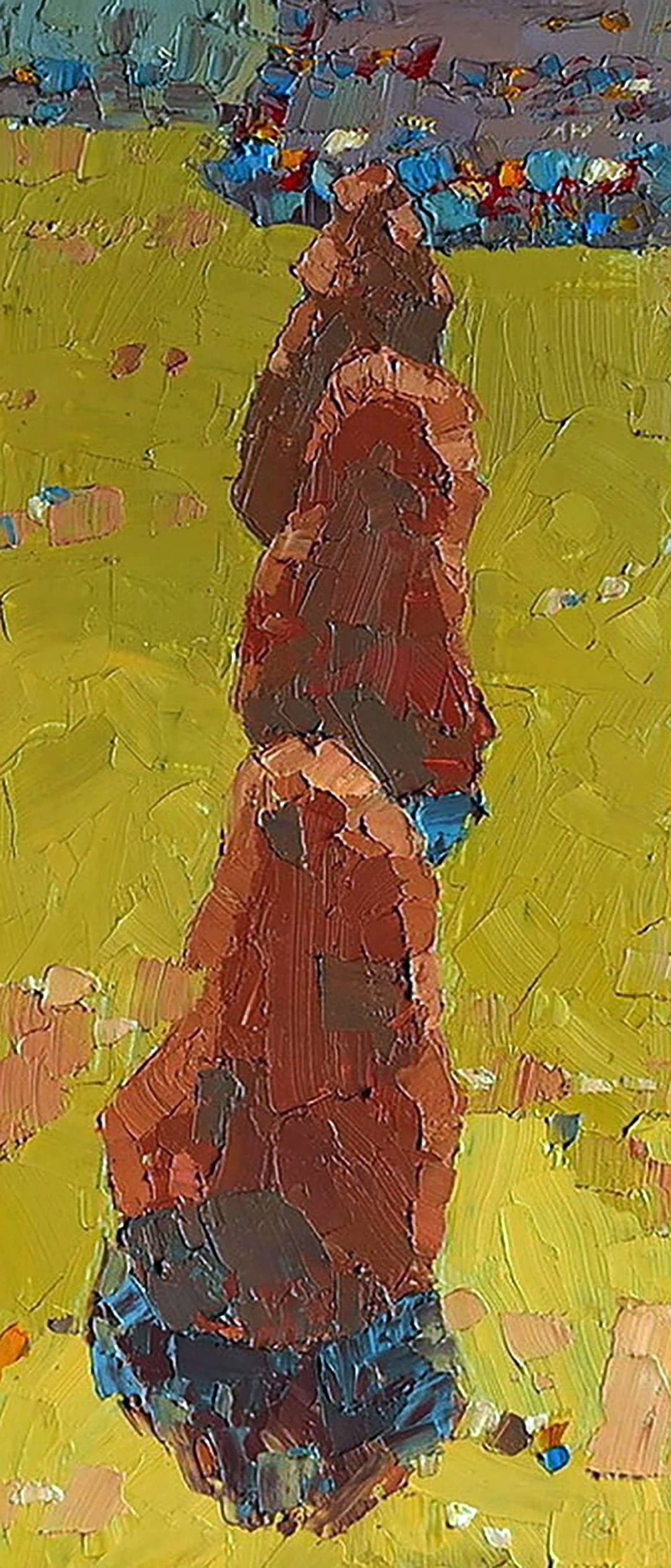 Oil painting Sunny mowing Yaroslav Savchyn: Title: Oil painting Sunny mowing Yaroslav Savchyn Description: 75SAVCH Painter: Yaroslav Savchyn Size: 35x15 cm/13.77x5.90 inches Components: oil, cardboard Original painting CONDITION: