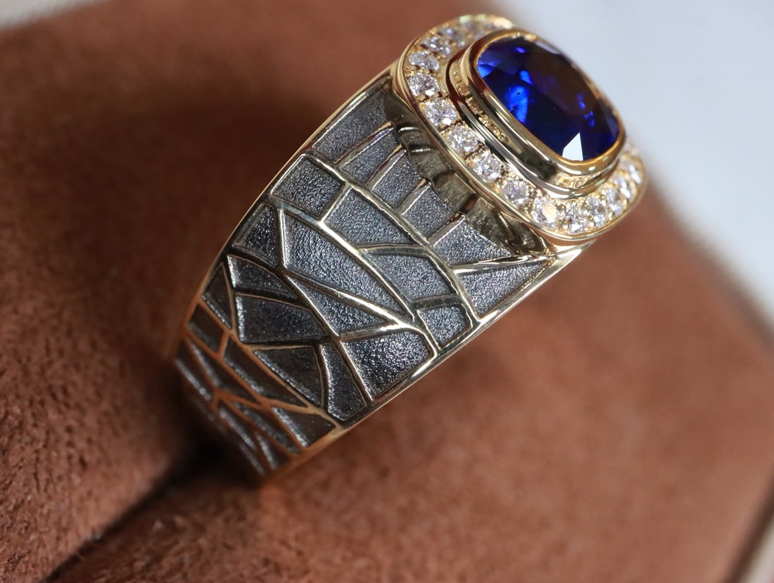18K gold sapphire ring - 2