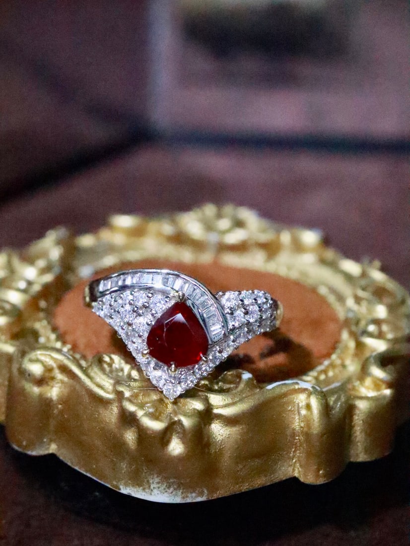 18K gold untreated ruby ring - 4