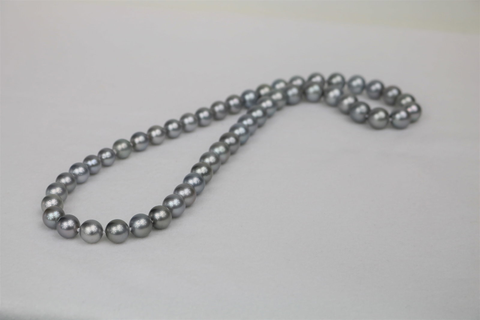 10-12mm Tahitain Platinum Silver Round Long Necklace with 14k Clasp - 2