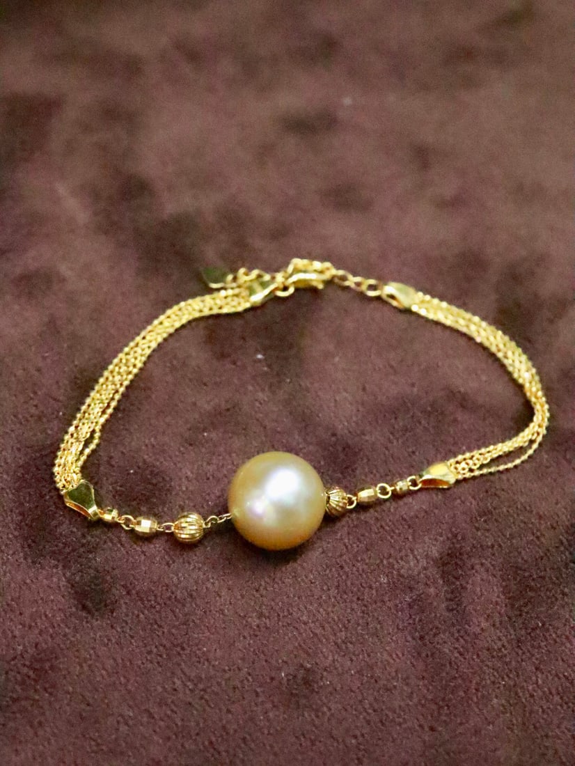 18K Gold South Sea Golden Pearl Bracelet - 2