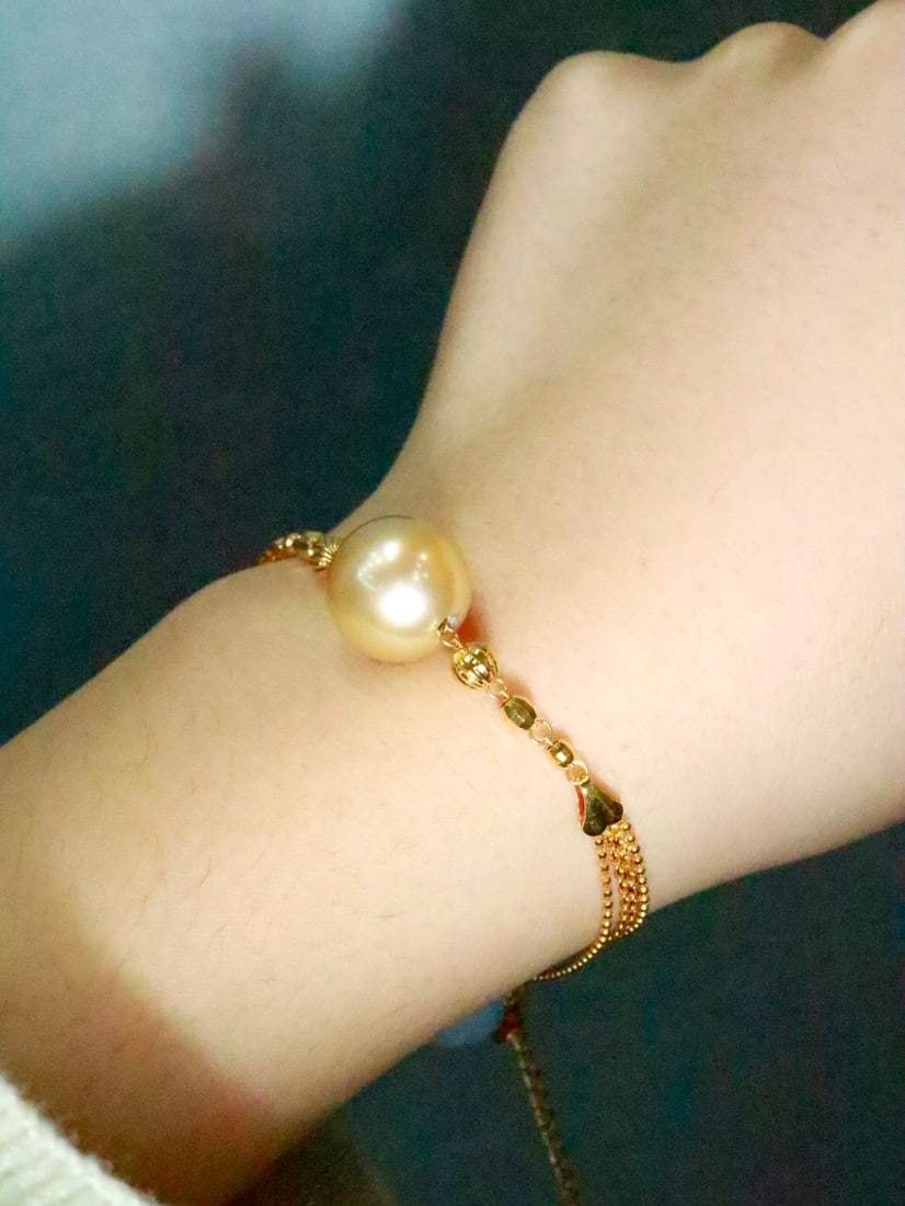 18K Gold South Sea Golden Pearl Bracelet - 3