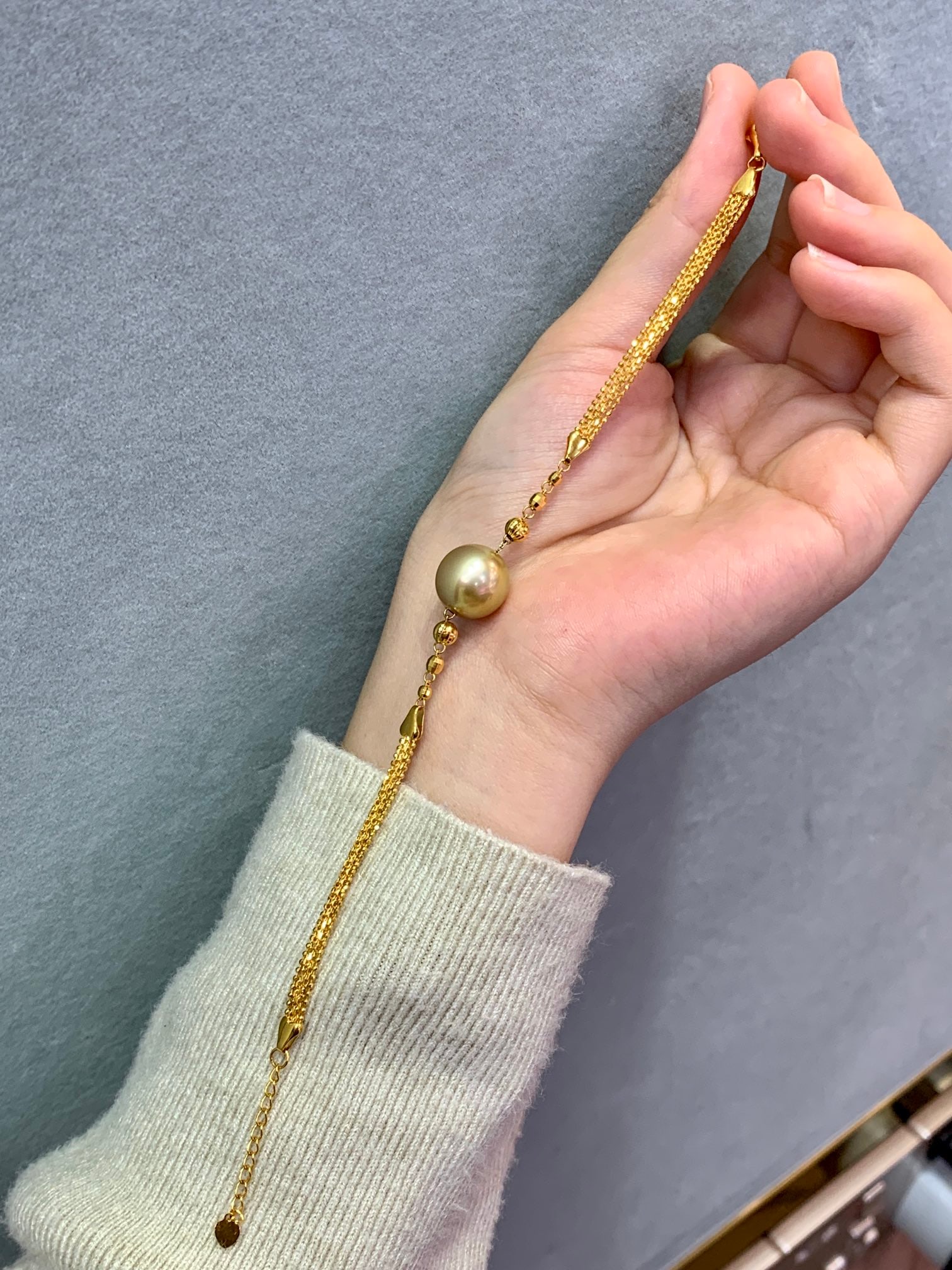 18K Gold South Sea Golden Pearl Bracelet - 5