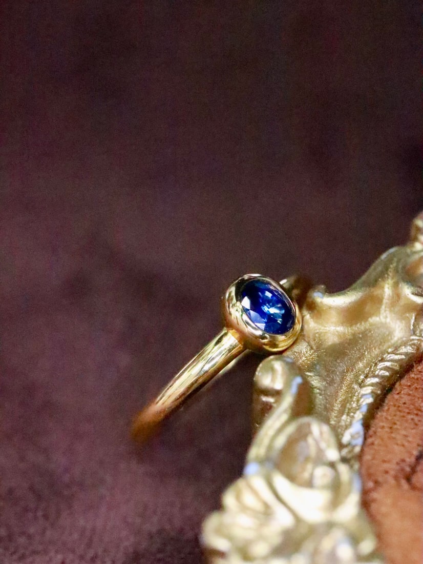 18K gold sapphire ring - 2