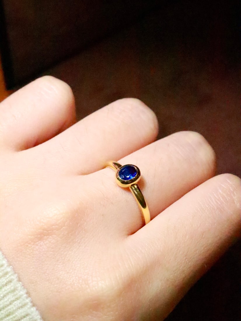 18K gold sapphire ring - 5