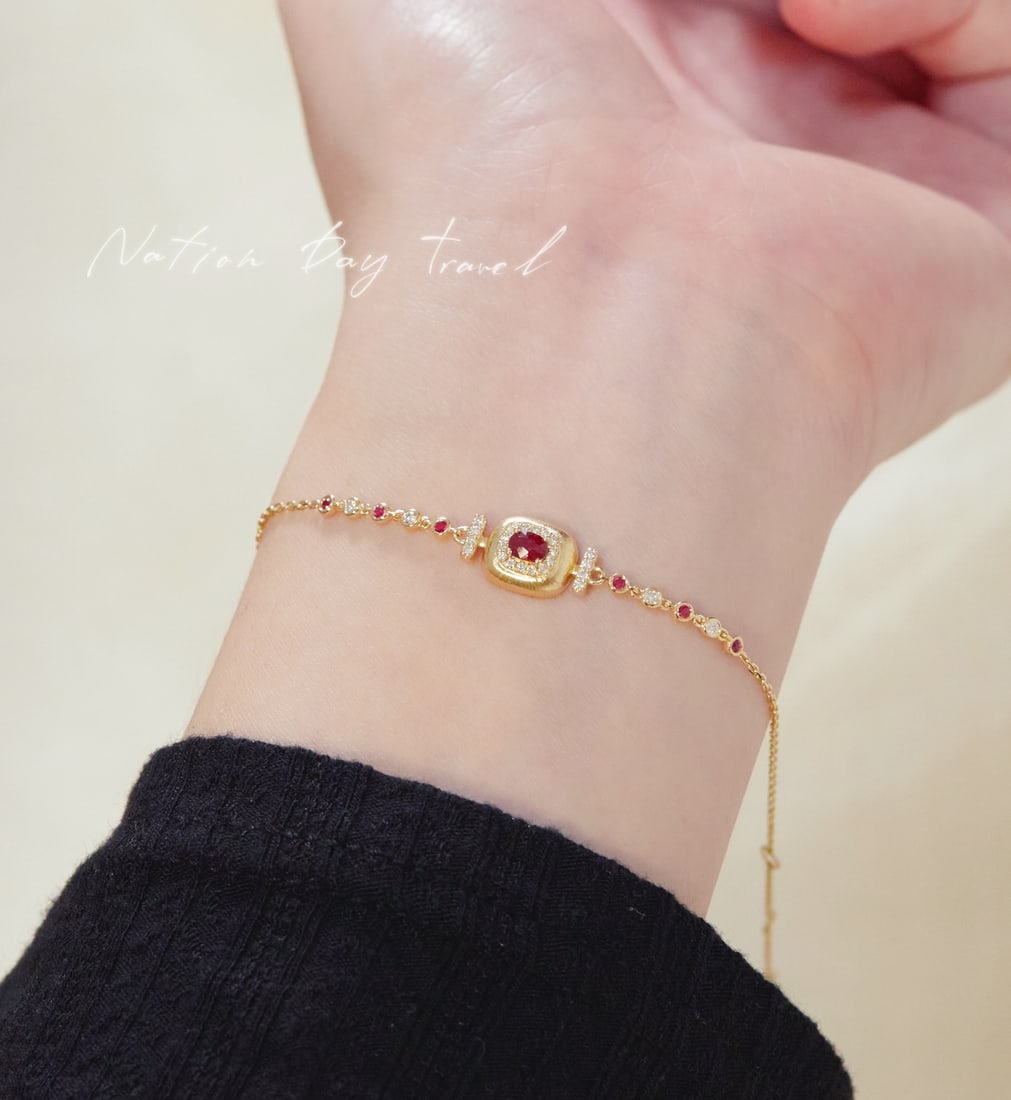 18K Gold Diamond Ruby Bracelet - 3