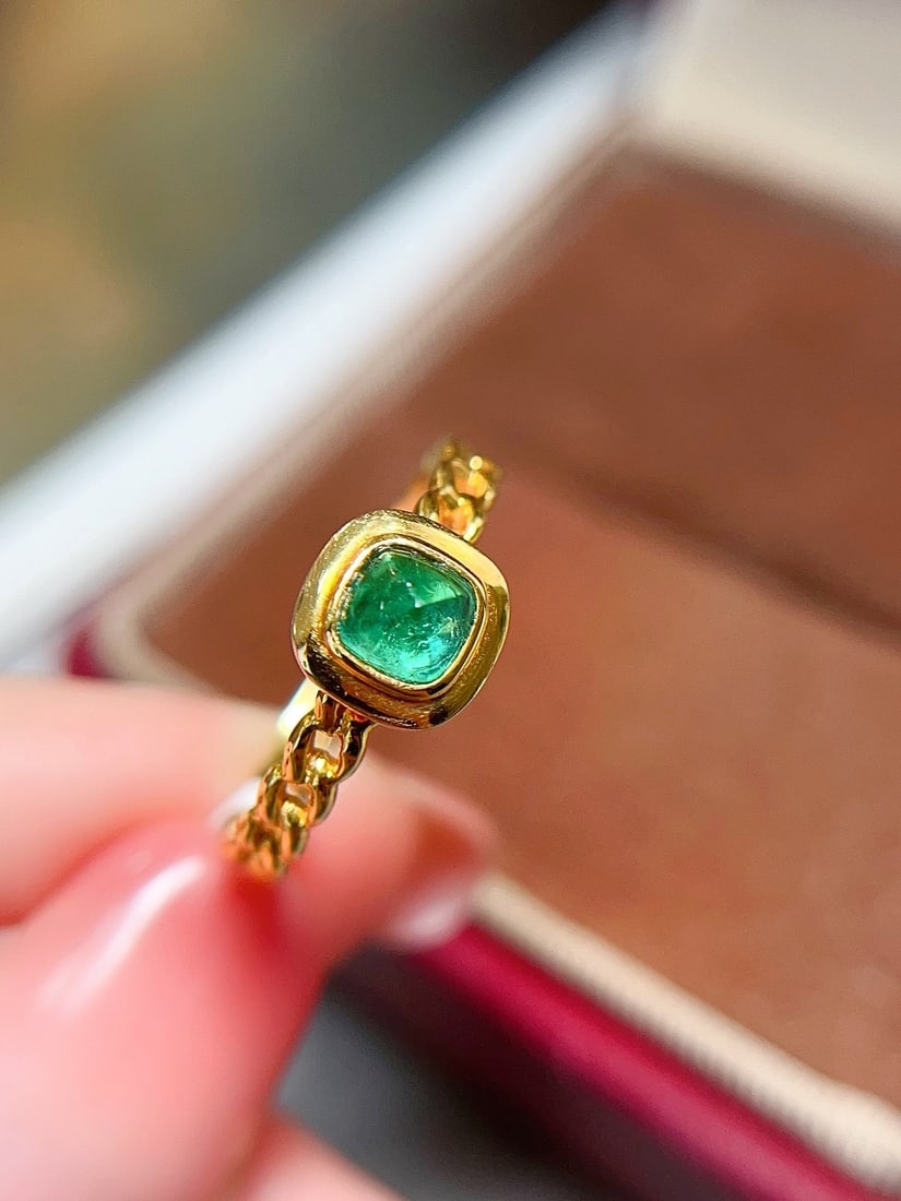 18K gold emerald ring - 2