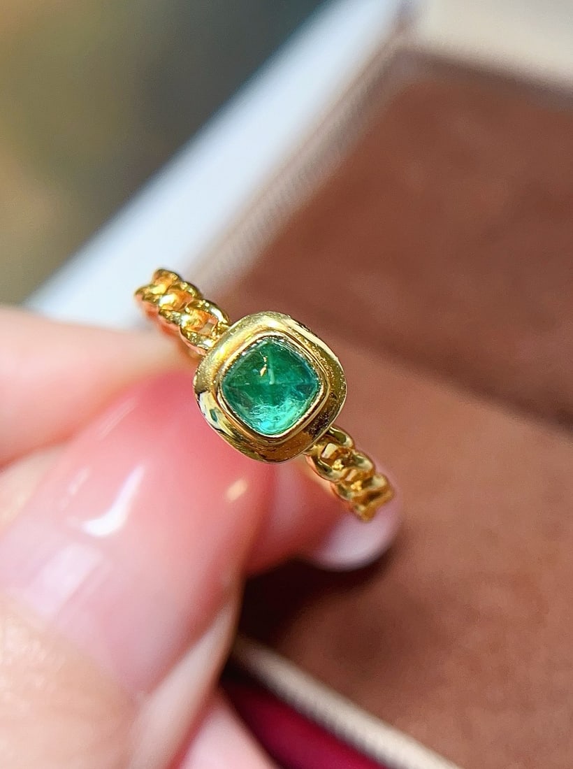 18K gold emerald ring - 3