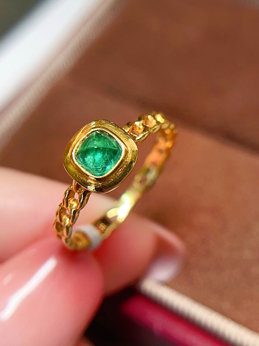 18K gold emerald ring - 4