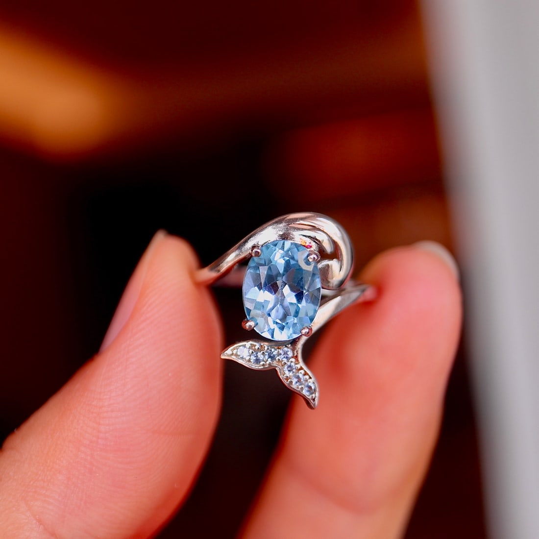 S925 silver ring with topaz setting - 7