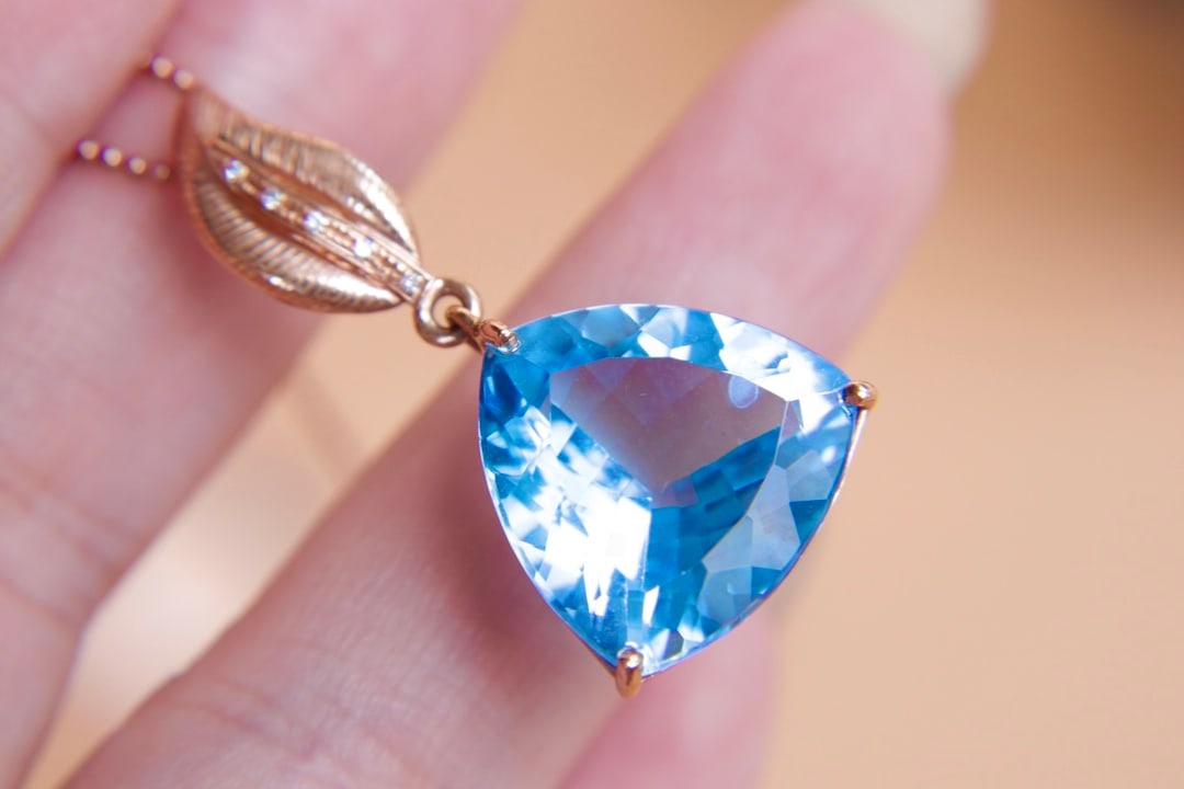 18K Gold Topaz Pendant - 3