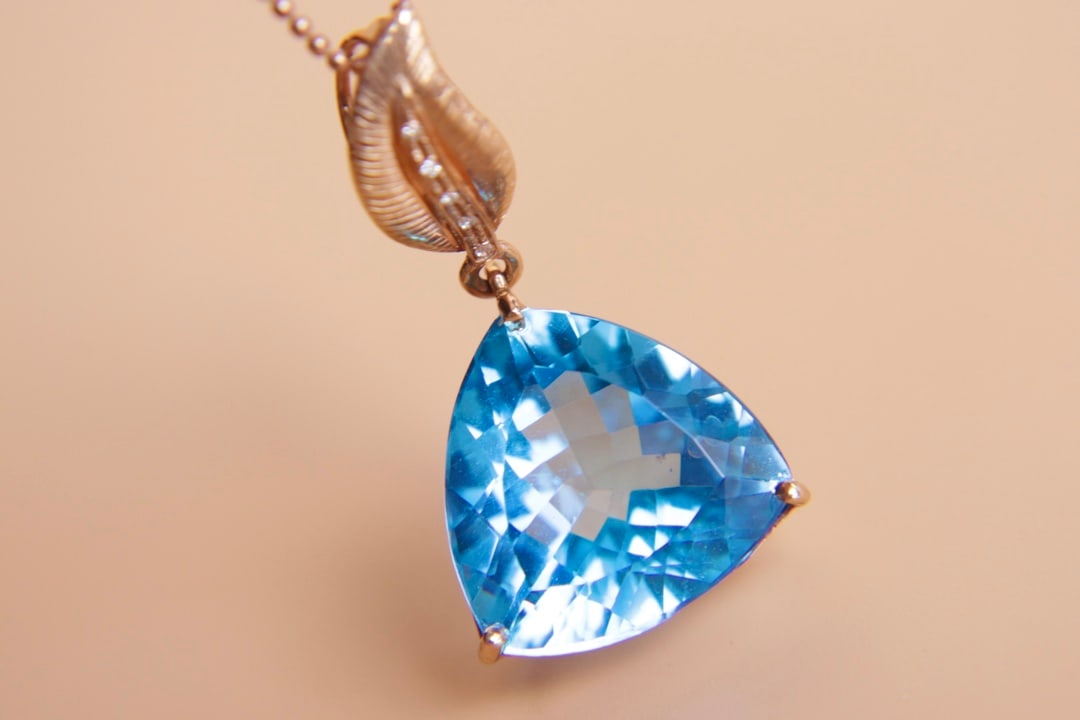 18K Gold Topaz Pendant - 6