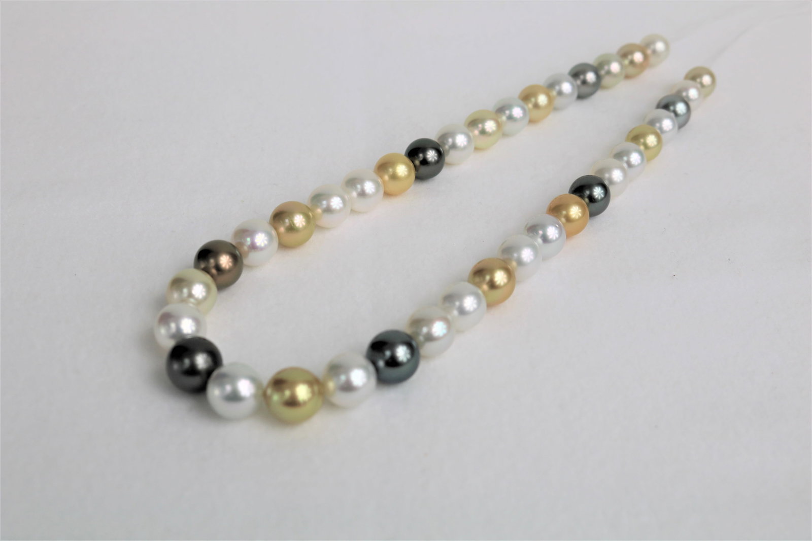 10-12mm Golden South Sea and Tahitian Multi Color Round Necklace with 14k Clasp - 3