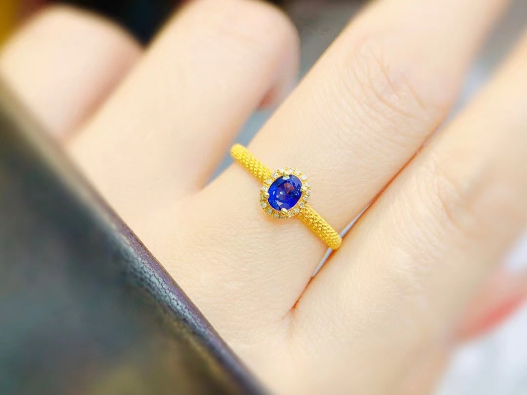 18K gold sapphire ring - 4