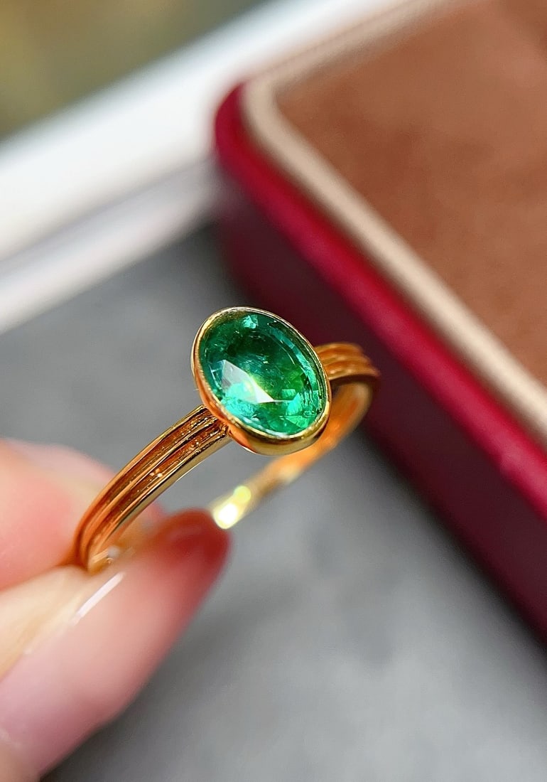 18K gold emerald ring - 2