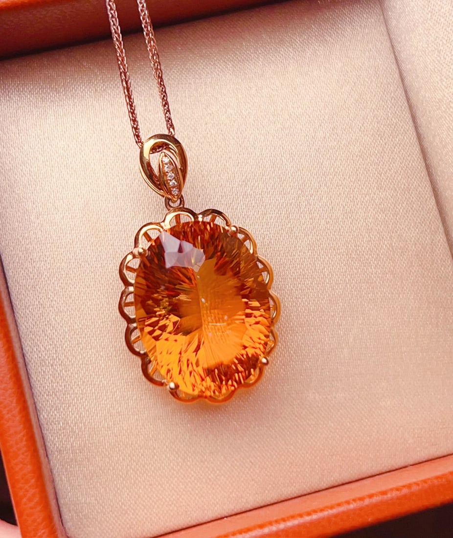 18K gold yellow crystal pendant - 2