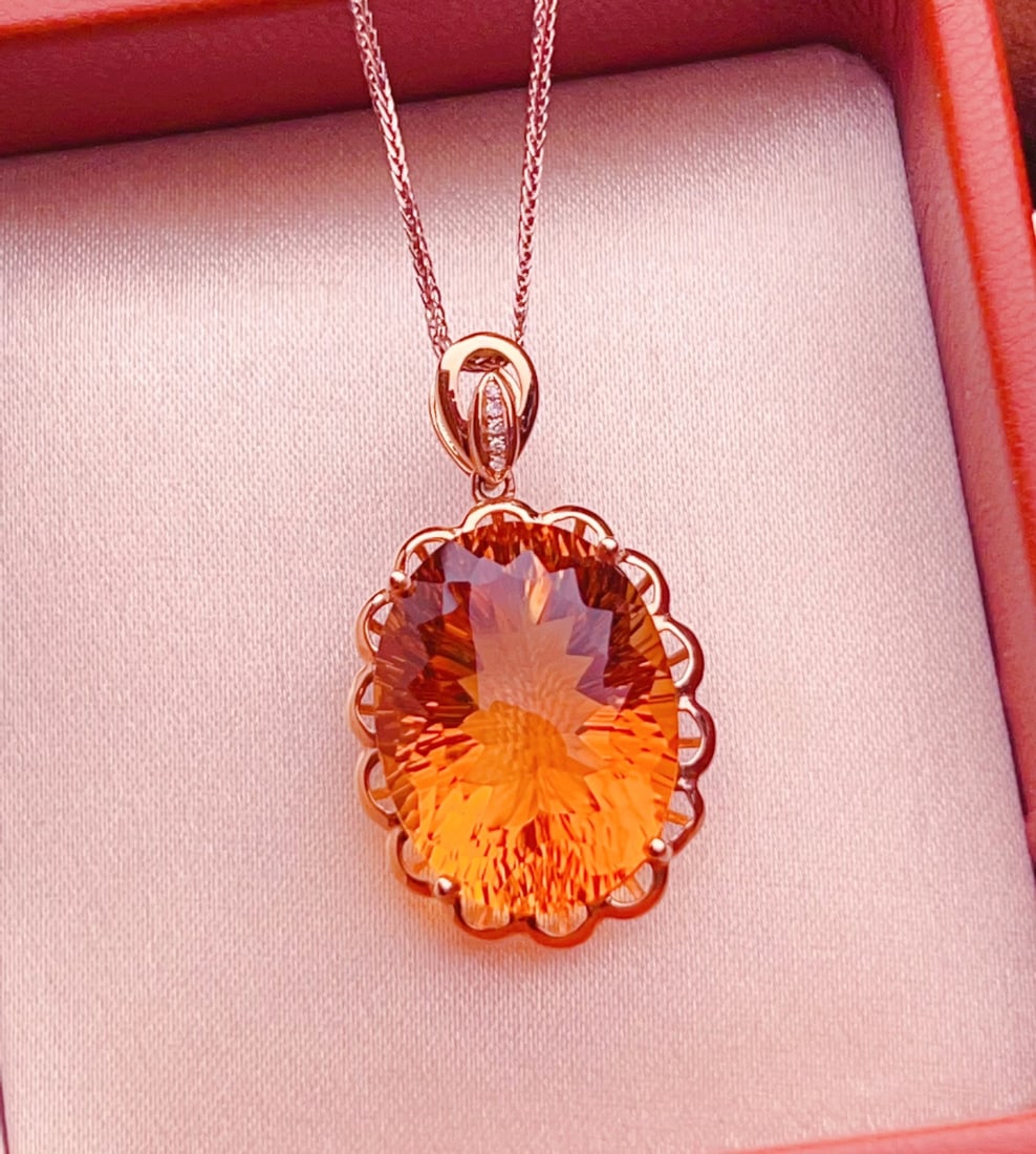 18K gold yellow crystal pendant - 3