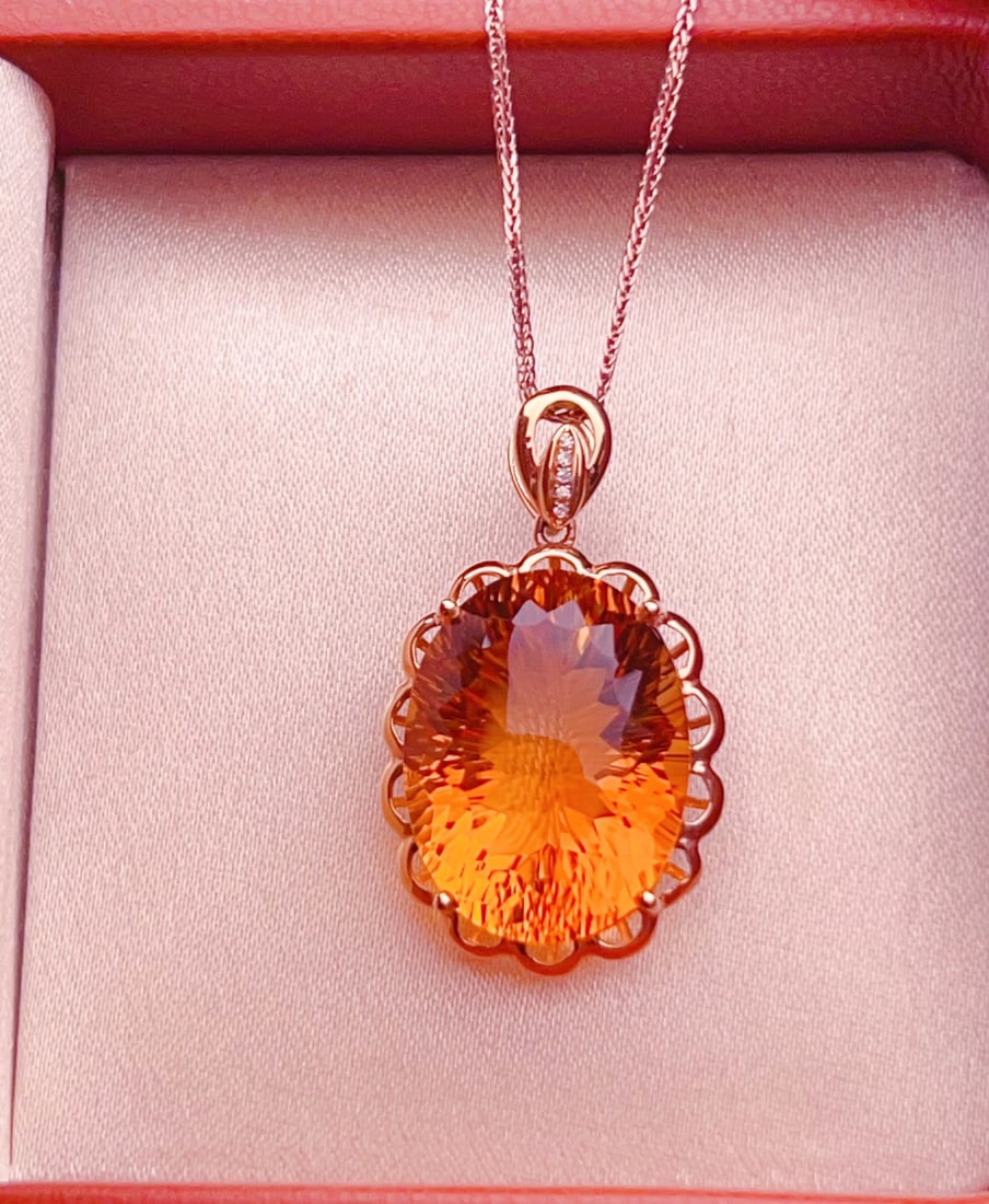 18K gold yellow crystal pendant - 4