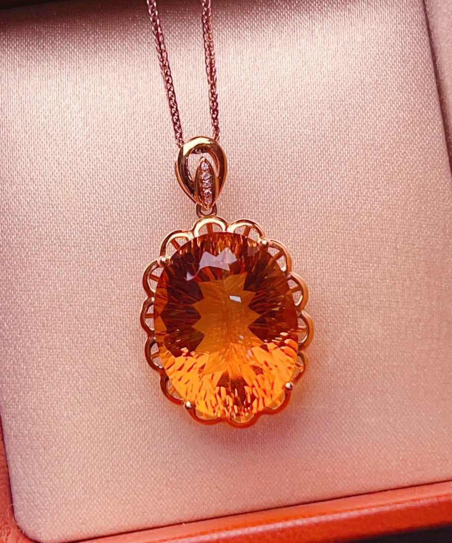 18K gold yellow crystal pendant - 6