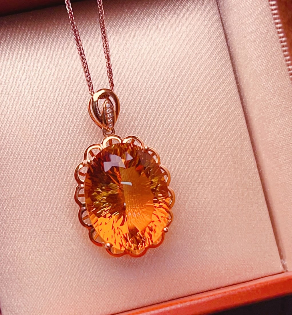 18K gold yellow crystal pendant - 7