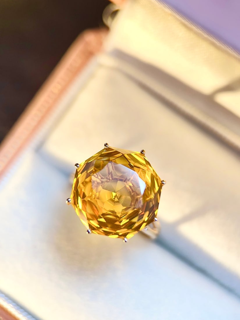 18K gold yellow crystal ring - 2