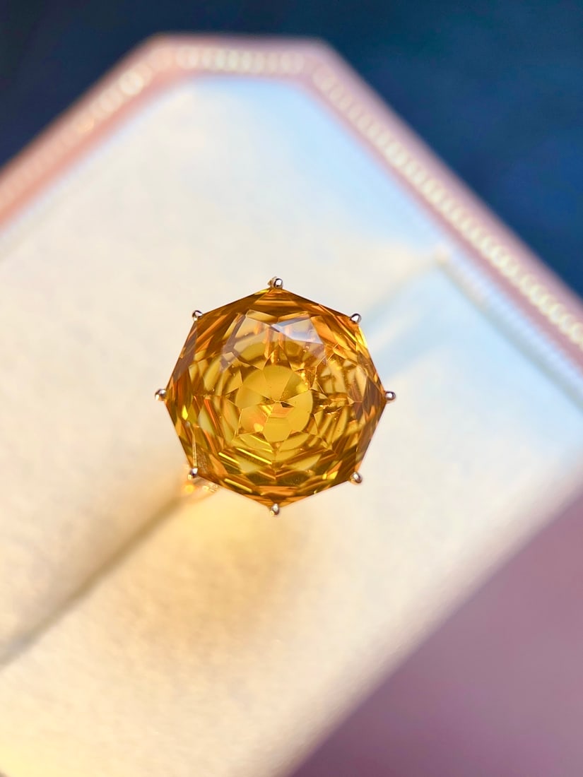 18K gold yellow crystal ring - 3