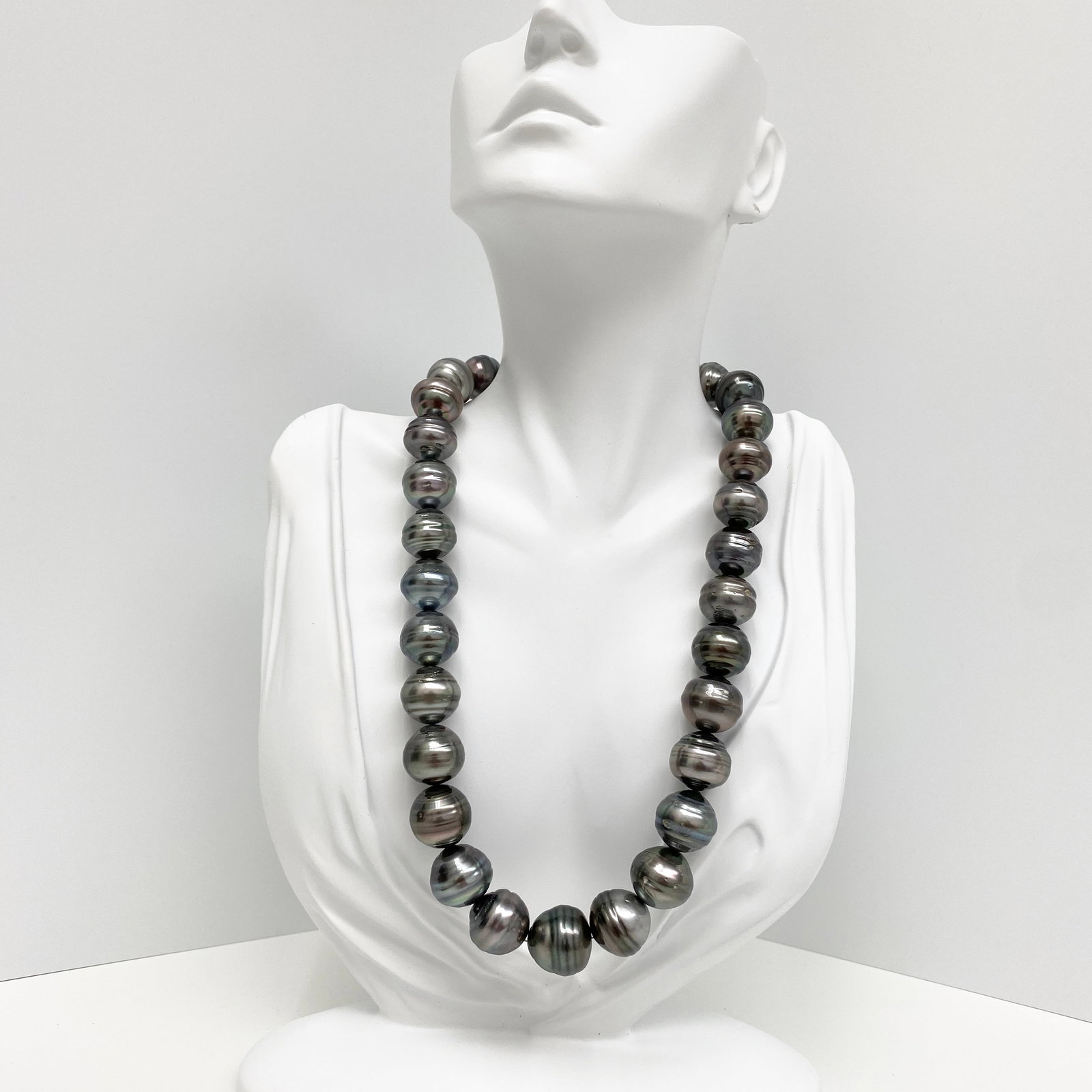 15-17mm Tahitian Circled Button/Baroque Pearl Necklace with 14k Clasp - 3