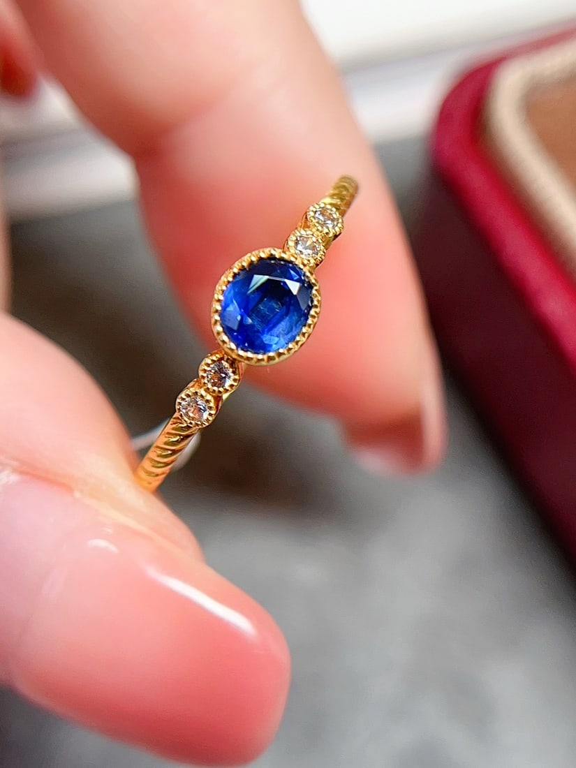 18K gold sapphire ring - 4